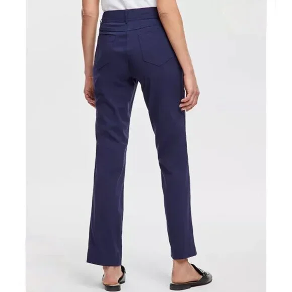 NWT JM Collection Straight Leg Pants Navy Blue Size 14S - Picture 2 of 7